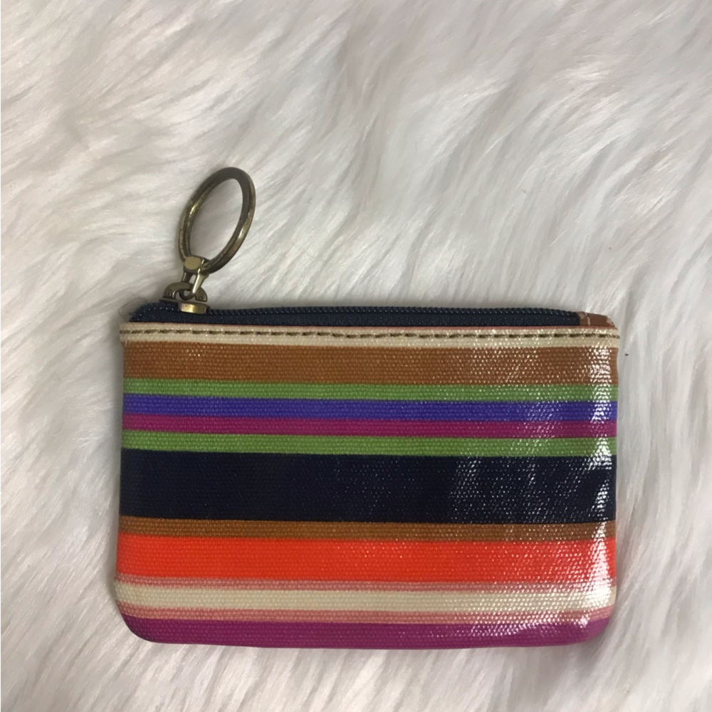 Fossil Multicolor Striped Card Case with Key Ring - Picture 2 of 4